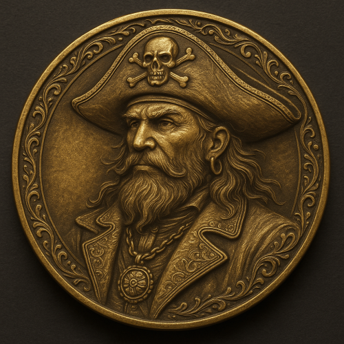 Solid Brass Engraved Ball Marker - The Pirate Lord